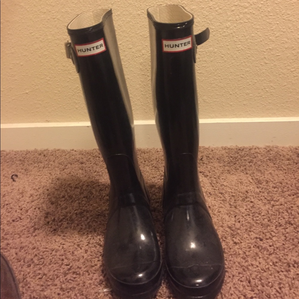 Hunter boots, black, worn 2 times